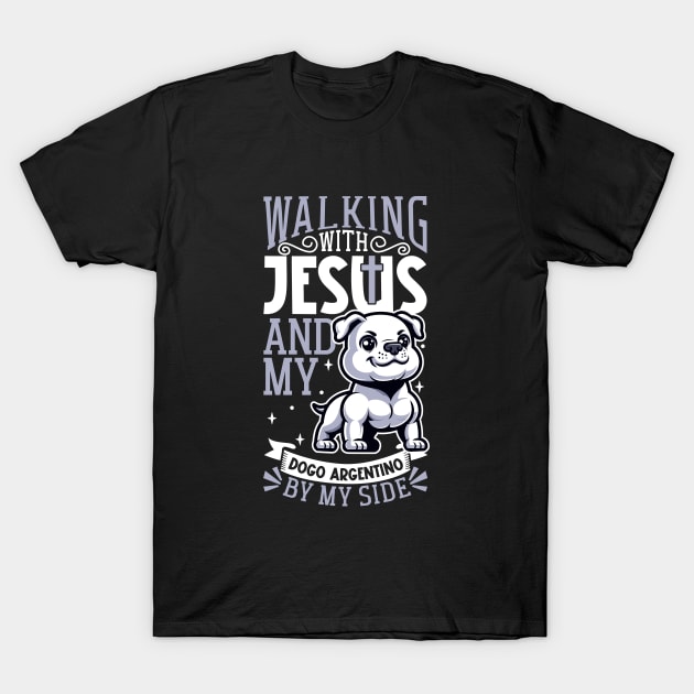 Jesus and dog - Dogo Argentino T-Shirt by Modern Medieval Design